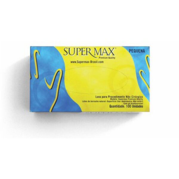 Luva de Látex Supermax - Tamanho M - Caixa 100 unidades