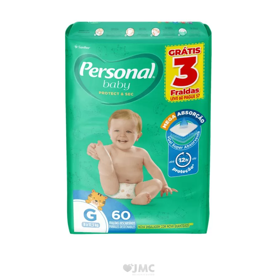 Fralda Personal Baby Hiper – Tamanho G c-60 unidades