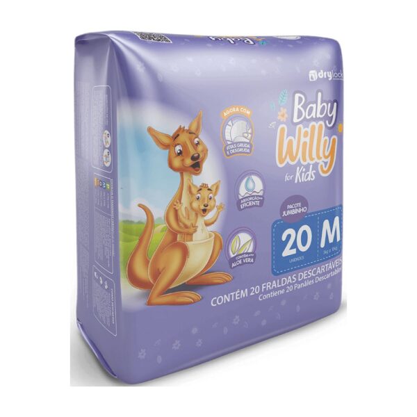 Fralda Baby Willy For Kids Jumbinho - Tamanho M c/20 unidades