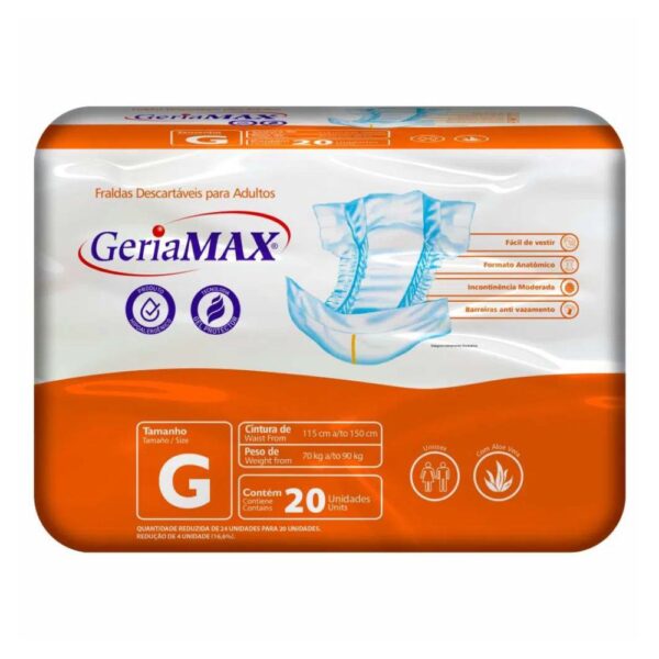 Fralda Geriamax - Tamanho G - Pacote c/20 unidades
