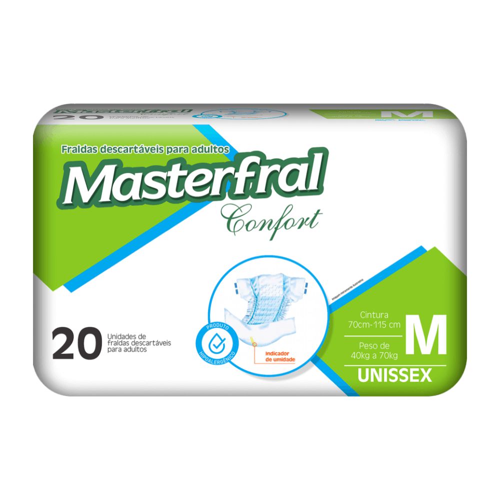 Fralda Masterfral Confort Mega – Tamanho M – Pacote c-20 unidades