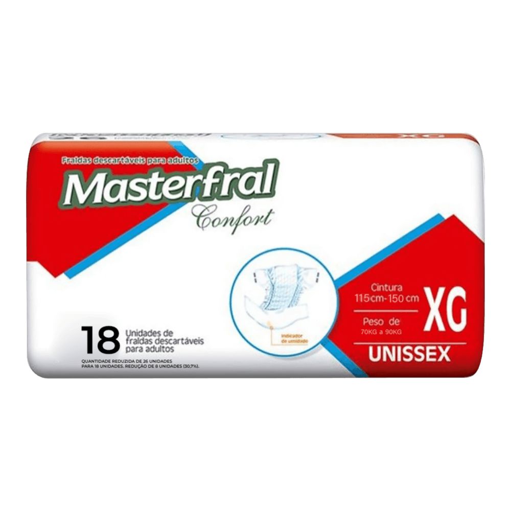 Fralda Masterfral Confort Mega – Tamanho XG – Pacote c-18 unidades
